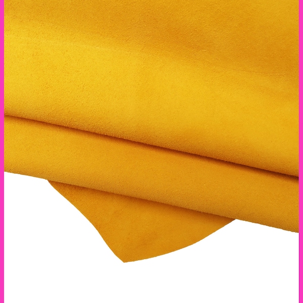 YELLOW suede leather skin, sunflower soft velour goatskin, good writing effect hide B14971-TU La Garzarara