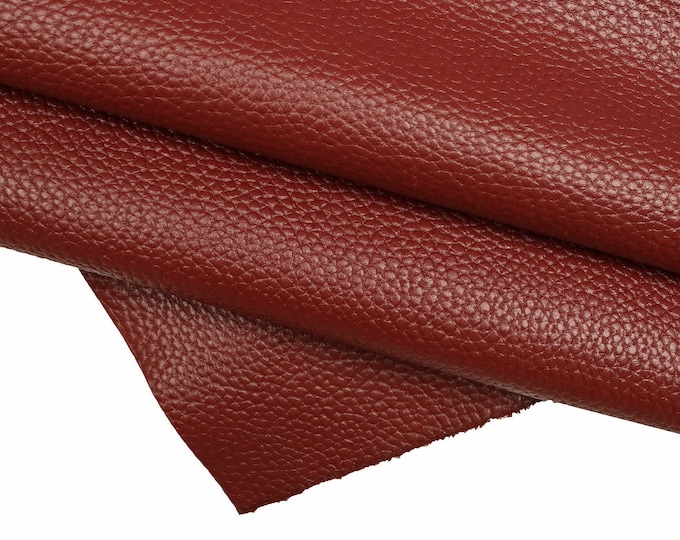 RED textured grain leather, embossed thick cow, PEBBLE grain dark red cowhide, grainy for bags 1.3-1.5 mm B18848-TU La Garzarara