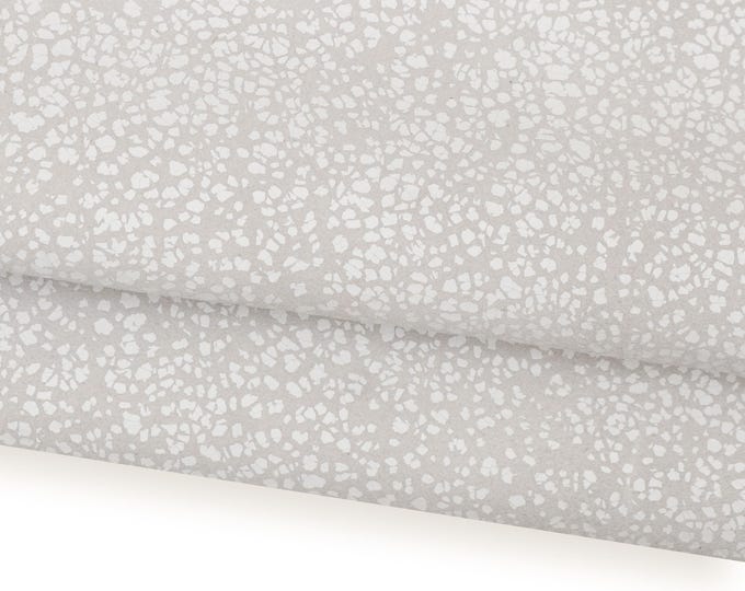 CRACKLE printed leather skin, white grey textured suede goatskin, soft matt skin for hobbyists  B18783-ST La Garzarara