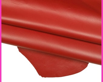 RED smooth LEATHER skin, glossy soft sheepskin, 0.7 -0.8 mm B16623-TU La Garzarara