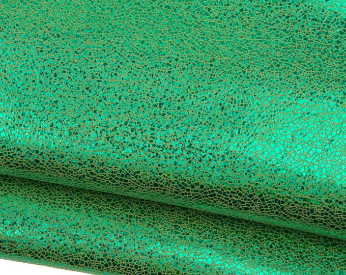 Metallic IRIDESCENT goatskin leather hide – holographic rainbow goat hide MOSAIC metallic finish soft   B16826-MT(st) La Garzarara