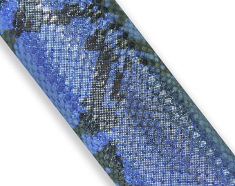 Cuir de veau LAMINÉ PYTHON, cuir imprimé reptile rouge et bleu métallisé, cuir souple effet python B17966-MT La Garzarara