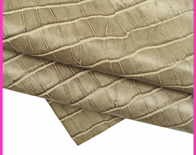 Premium Crocodile Embossed Leather – Grey Textured Calfskin, Semi-Gloss B15038-ST La Garzarara