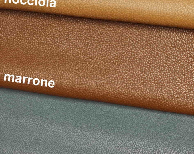 PEBBLE GRAIN cowhide leather, hazelnut green medium brown flat grain hide, grain textured skins  B12770-VT La Garzarara