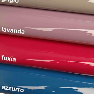PELLAME VERNICIATO lavanda fuxia azzurro grigio - pelli di vernice laccata colorata liscia lucida  B13279-TU La Garzarara