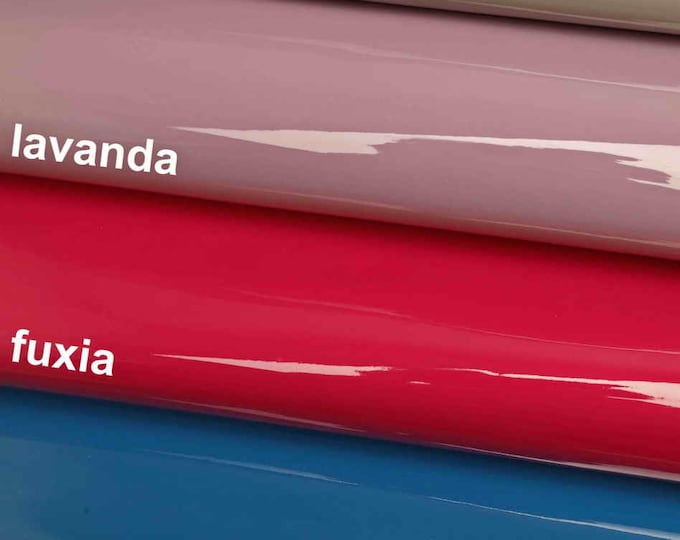 Patent LEATHER skins - Lavender fuchsia  blue grey  lacquer sheepskin  calfskin hides  for crafting B13279-TU