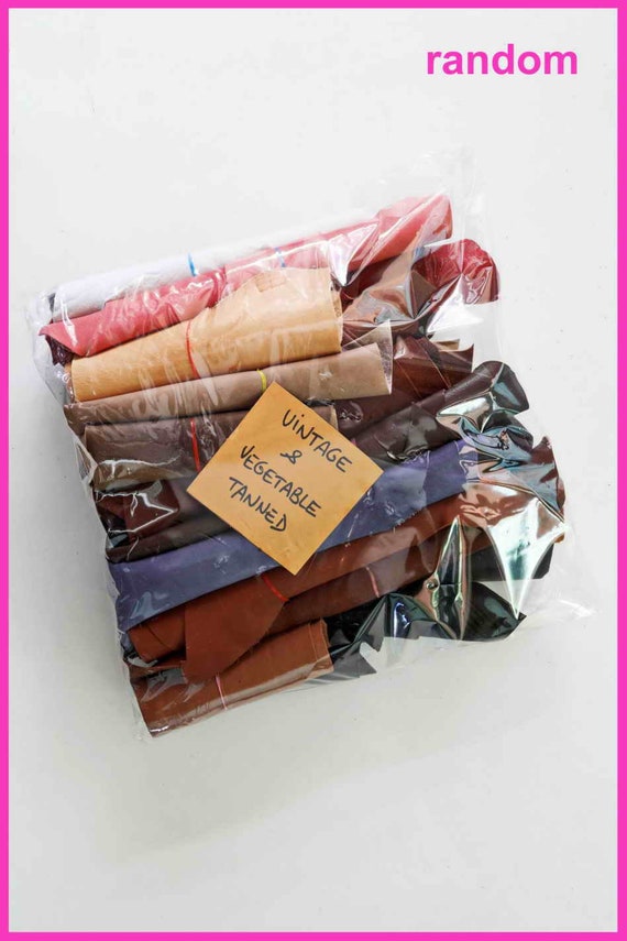 Ritagli di pellami al vegetale, scampoli tinta unita, pezzi per lavorazione della pelle e piccola pelletteria - 1/2 kg e 1 kg -   B012
