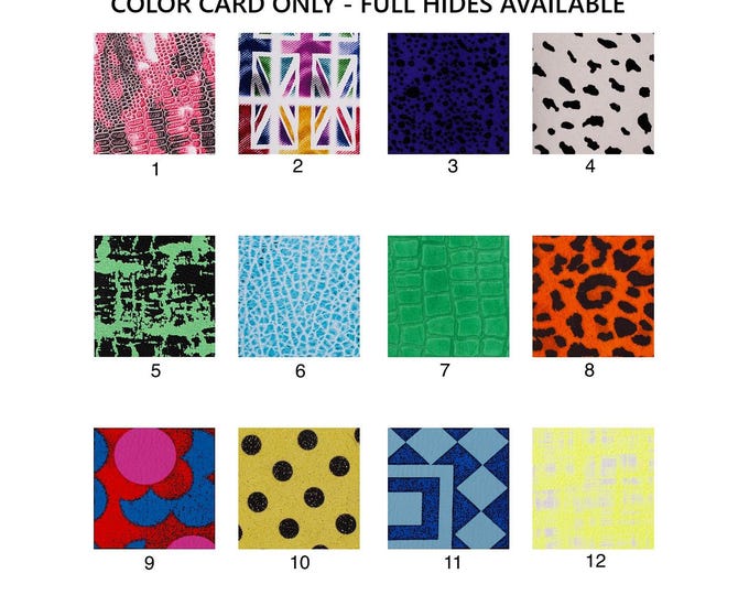 Printed leather hides, leopard polka dots coccodrille geometric flowers lizard neon, full hides available, goatskins B19235-ST La Garzarara