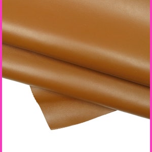 BRAUNES Premium-Glanzleder, glattes Kalbsleder, leicht steifes Leder, klassisches einfarbiges cognacfarbenes Leder B15661-TU La Garzarara