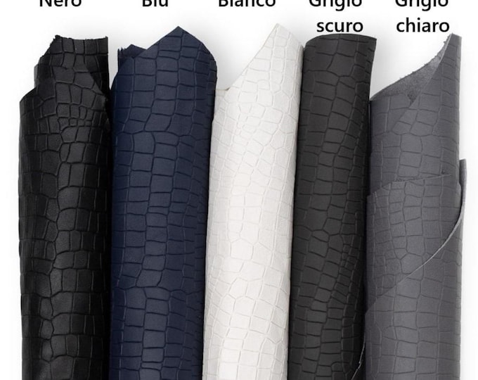 Matte Crocodile Print Leather skins, embossed crocodile hide, alligator sheepskin, soft croc lambskin  0.6 - 0.8 mm  B19147-ST  La Garzarara