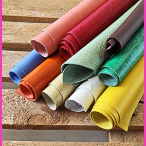 Pezzi di pelle TINTA UNITA assortimento casuale pezzi media dimensione, colori e rifinizioni varie 0,500 kg - 0,750 kg - 1 kg - 2 kg AMZ30/B