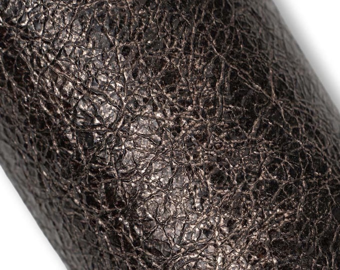 Textured Metallic Leather Hide, Dark Bronze Leather Skin, Abstract Micro Texture Finish for Bags, B19591-MT(st) La Garzarara