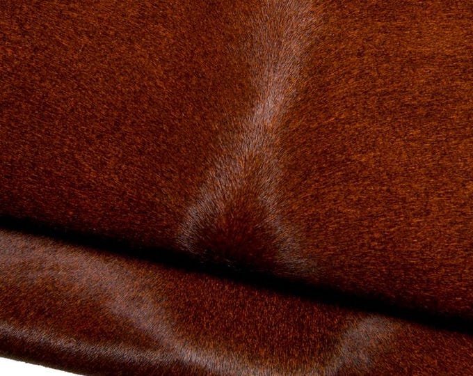 BROWN orange hair on leather hide, shaded pony calfskin, luxurious material for crafting projects B17050-CV La Garzarara