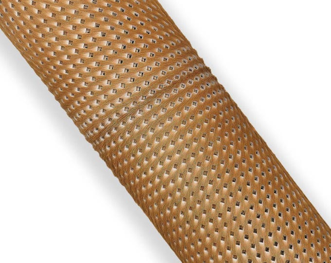 Beige PIERCED hair on leather hide, tan printed pony calfskin, soft luxurious HAIRY cowhide for hobbyists  B18114-CV La Garzarara