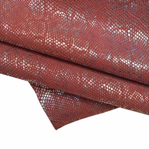 Pelle oleografica stampa PITONE, pellame laminato iridescente disegno serpente, capra stampa rettile metallizzata morbida B15031-MT(st)