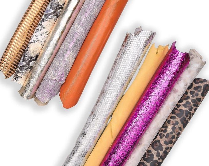 Leather STOCK deal, full skins - RANDOM selection - mix of colors, textured, metallics, distressed, solid colors  B148  La Garzarara
