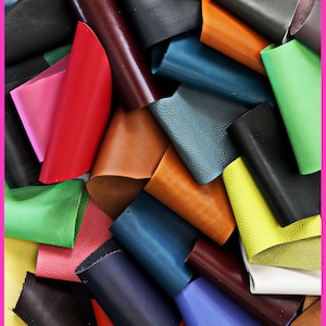 Sacchetto di ritagli di PELLAMI LISCI tinta unita in diversi colori e rifinizioni,  da 0,300 kg a 1 kg   B186 La Garzarara