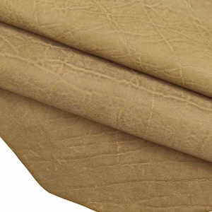 PELLE stampa ELEFANTE vintage nocciola marrone  verde - vitello naturale stampato vintage - pellame rustico rigido B12735-VT La Garzarara