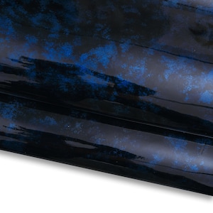 Pellame VERNICE blu nero, pelle lucida stampa SFUMATA, vitello per il fai da te B17907-ST   La Garzarara