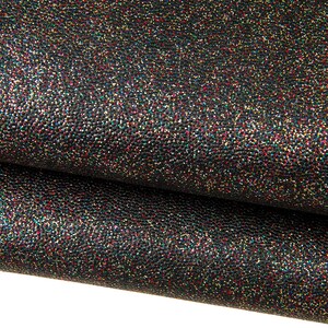 Pelle acciao GLITTER MULTICOLOR, capra stampata grigio scuro laminata iridescente per fai da te B17691-MT(st) La Garzarara