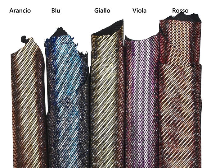 Metallic printed leather skin, textured goatskin, soft glossy skins 0.7-0.9 mm for diy projects B18351-MT(ST)   La Garzarara