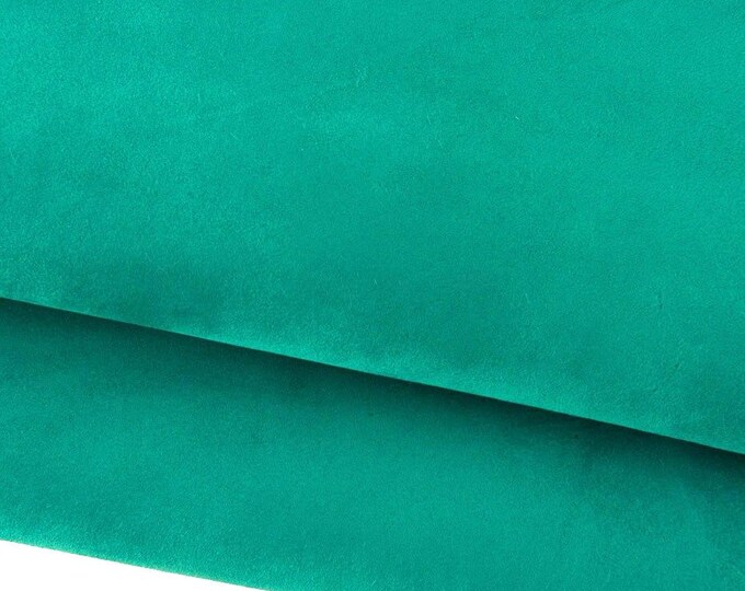 Turquoise SUEDE leather hide, solid color SOFT baby calf, 0.7 - 0.9 mm , ideal for crafters B19138-TU La Garzarara