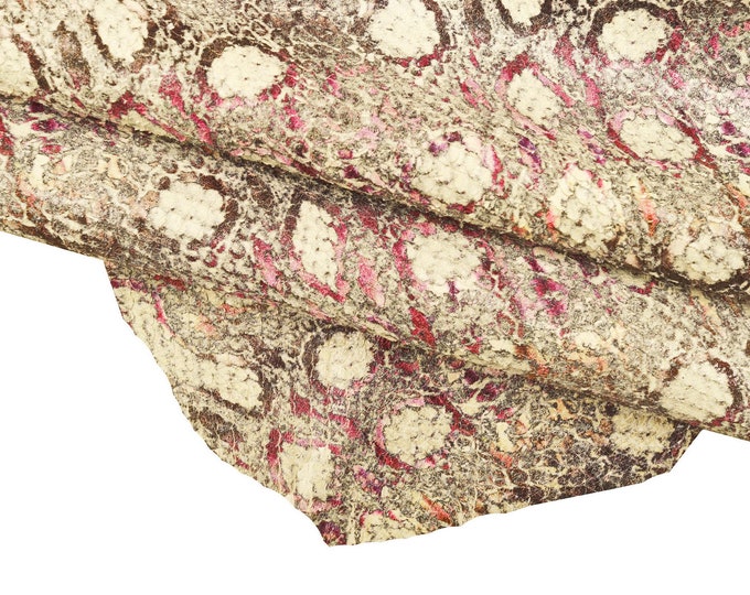 Exotic Snake Print Leather – Soft Goat Hide in Pink, Blue & Green Python Pattern B15961-ST La Garzarara