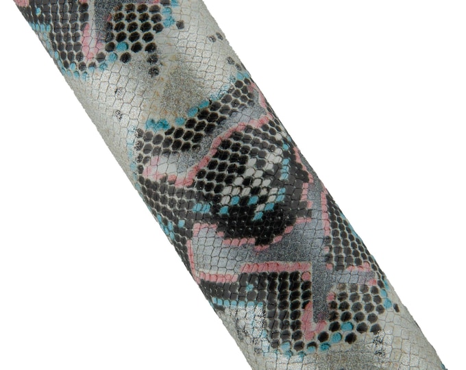 Metallic Python Leather Hide, Soft Italian snakeskin Leather, Silver Snake Print Leather for Bags Accessories B19290-MT(st) La Garzarara