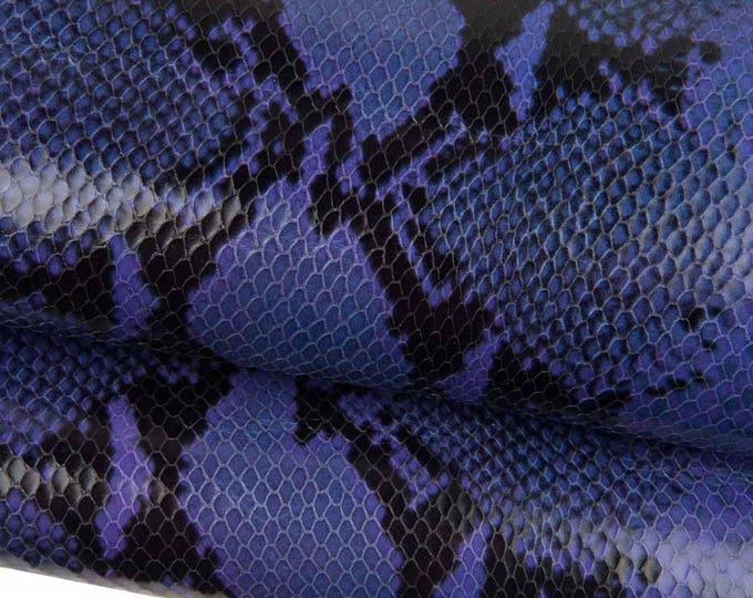 Purple PYTHON leather hide, reptile printed GLOSSY cowhide, snake pattern on soft calfskin for hobbyists B18611-ST La Garzarara