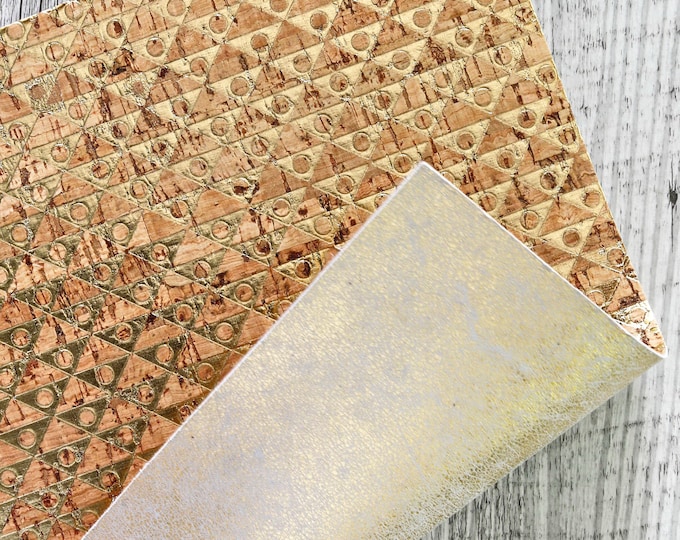 Printed Cork Leather Sheets | Precut Patterned Cork with Leather Backing | DIY Crafting & Jewelry Making 6x4,8 / 8x10 / 12x12 "   B956