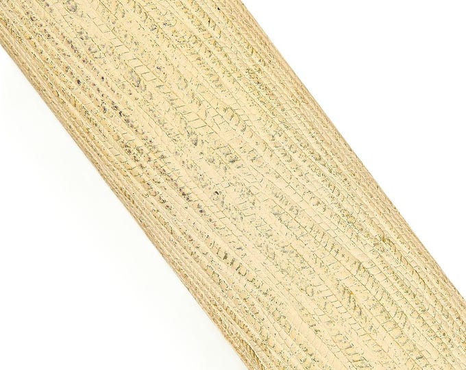 BRAID printed leather hide, cream cowhide - gold GLITTER, golden metallic soft calfskin for hobbyists B18142-MT(st) La Garzarara