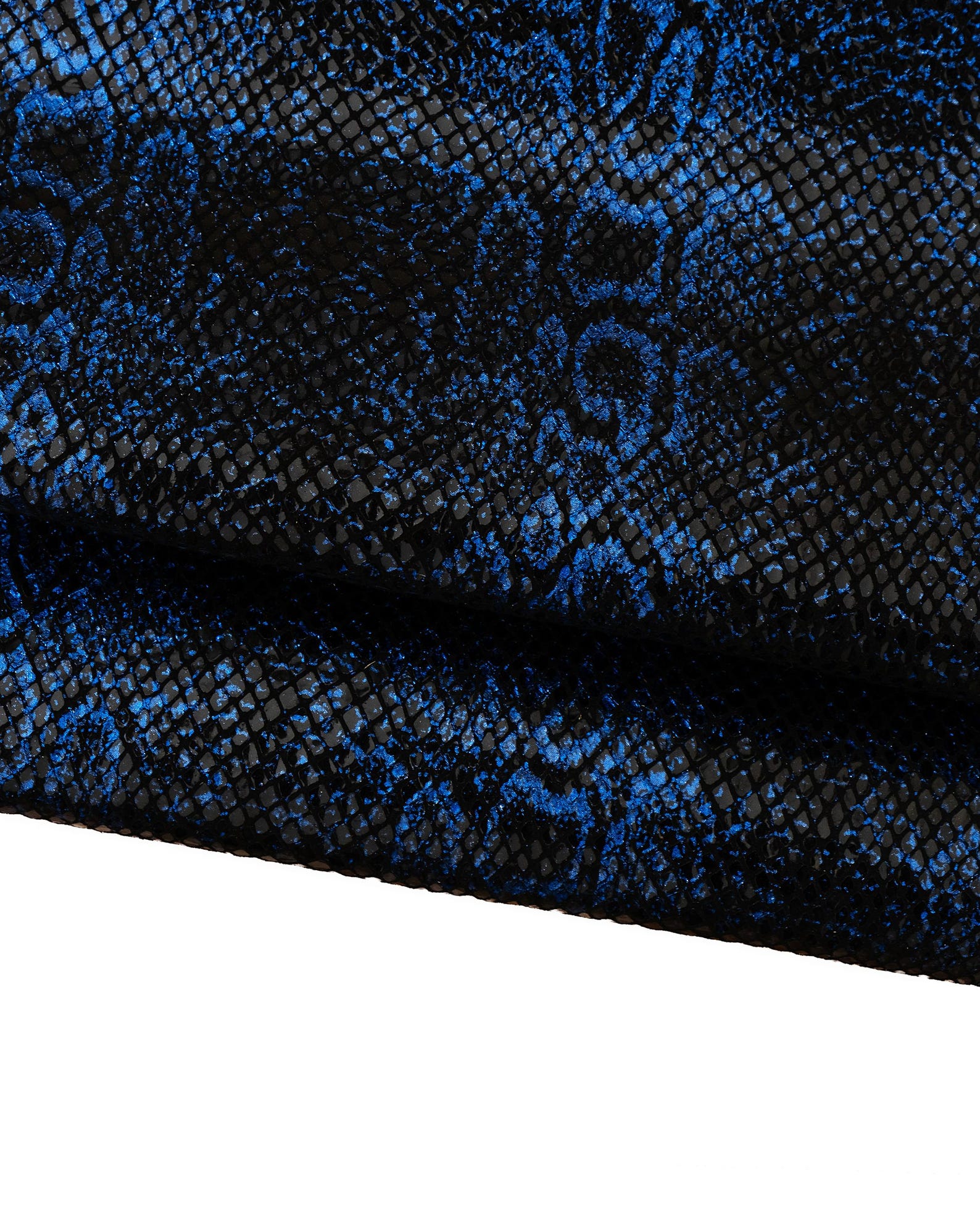 Black and Blue METALLIC PYTHON Leather Skin, Glossy Reptile Printed ...