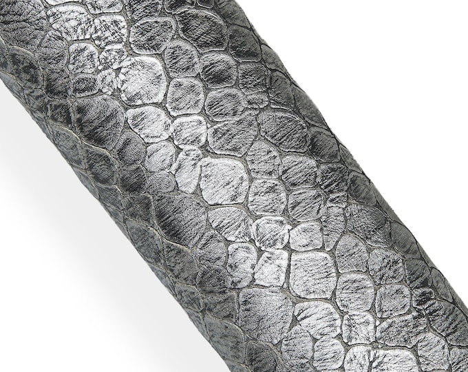 STEELMETAL CROCODILE embossed leather hide, grey soft metallic cowhide, vintage aged calfskin B18161-MT(st) La Garzarara