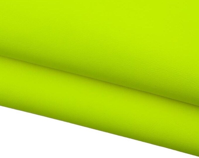 NEON yellow leather hide, soft smooth nappa sheepskin, fluo yellow lambskin, ideal for diy projects B17195-TU La Garzarara