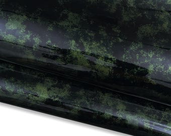 PEARLIZED patent leather hide, green black PRINTED cowhide, luxurious calfskin for hobbyists  B17901-ST La Garzarara