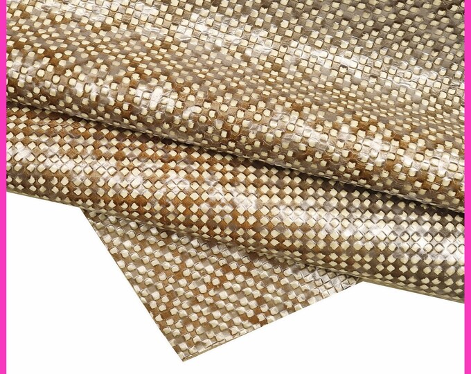 Luxury Printed Leather – Geometric Relief Pattern on Bright Metallic Calfskin B16313-MT(ST)