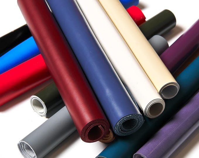 BRUSHED Leather Scraps in Assorted Colors - 10 random Smooth Solid Tones leather pieces 10x8" / 25x20 cm      RT305 La Garzarara