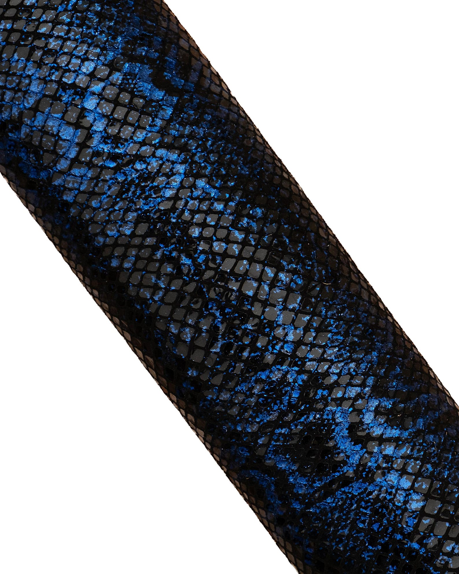 Black and Blue METALLIC PYTHON Leather Skin, Glossy Reptile Printed ...