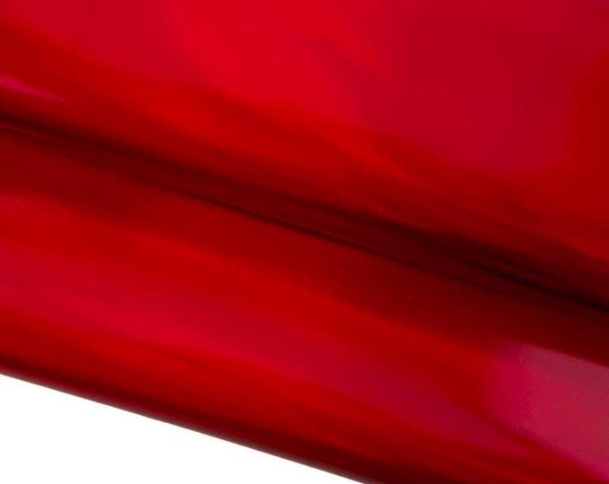 Red METALLIC leather skin, glossy smooth goatskin, MIRROR metal hide, 0.7 - 0.9 mm ideal for diy projects B17363-MT La Garzarara