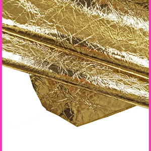 Cuir LAMINÉ, or légère épaisseur, cuir métallisé froissé, cuir de chèvre doré souple B15768-MT La Garzarara