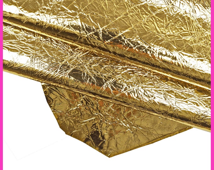 Thin Gold METALLIC leather skin, wrinkled bright goatskin, soft golden hide B15768-MT La Garzarara
