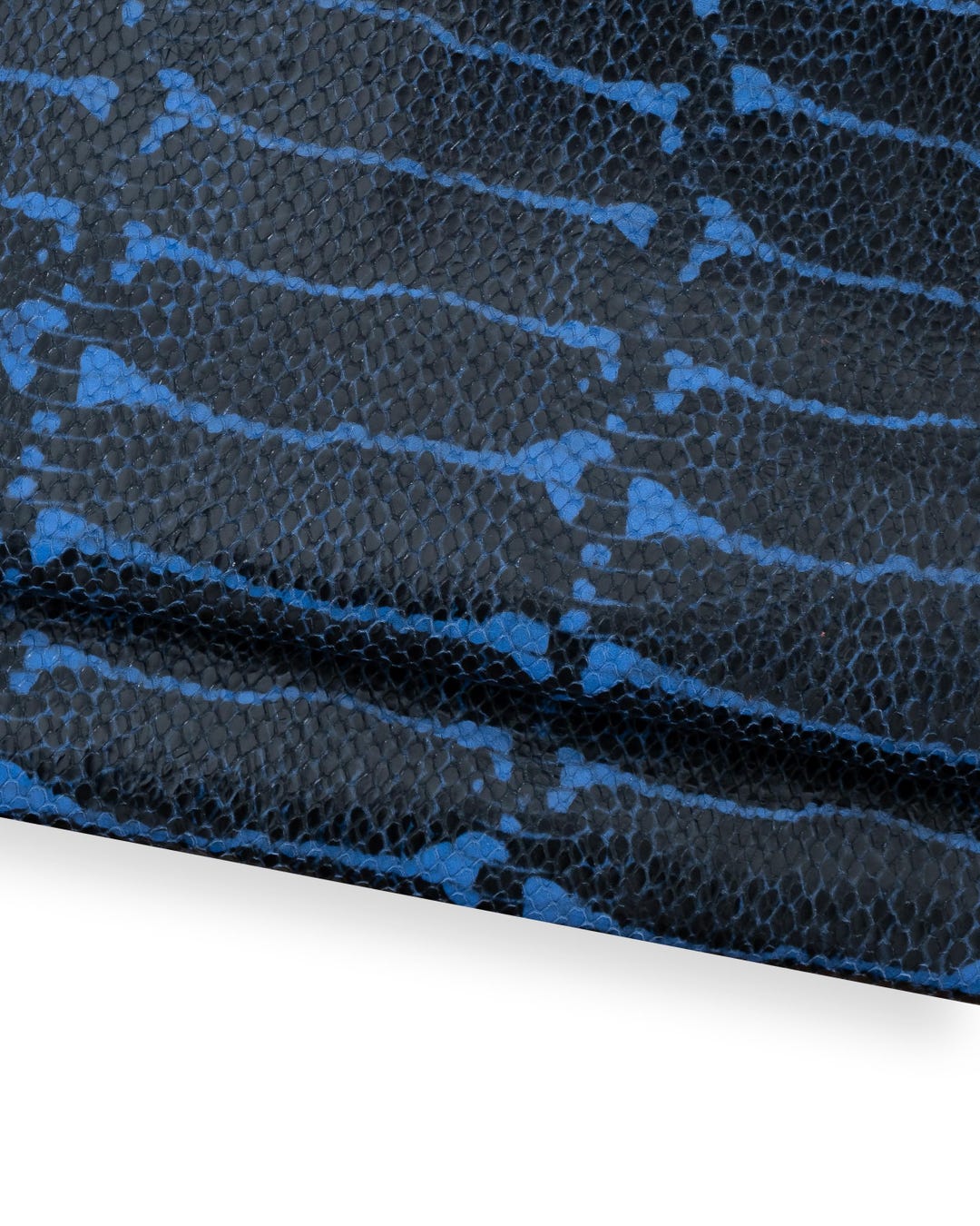Python Embossed Texture On Leather Blue - Black PYTHON Textured Leather Hide, Soft Semi Glossy REPTILE ...