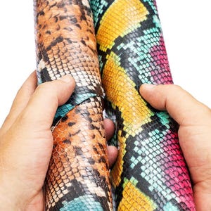 MULTICOLOR PYTHON printed leather hide, reptile textured goatskin, snake pattern on semi glossy soft hide B19730-ST La Garzarara image 4