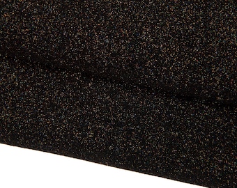 Piel GLITTER multicolor sobre base serraje negra, piel METALIZADA suave, piel de becerro laminada negra para aficionados B18036-TB La Garzarara