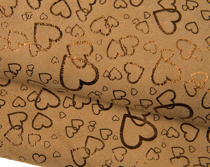 HEART printed leather hide, black-silver and brown-bronze SUEDE cowhide, metallic textured calfskin B18032-ST La Garzarara