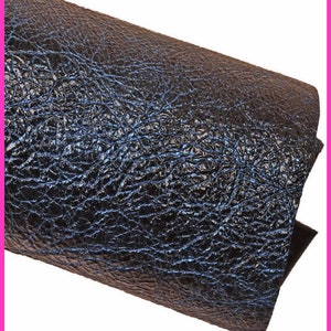 Pelle LAMINATA blu-nero, pellame nappa effetto stropicciato, agnello metallizzato morbido B15368-MT La Garzarara