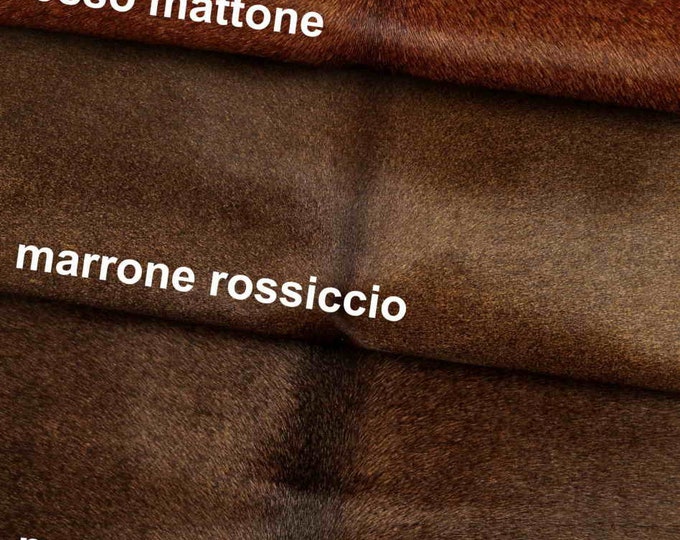 HAIR ON hide leather - solid color - leather hide with hair on, melangé, soft  - B12909-CV La Garzarara