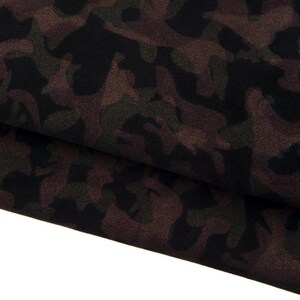 Pelle camouflage LAMINATA, vitello scamosciato nero con stampa militare glitter bronzo marrone B17318-MT(ST) La Garzarara