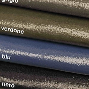 Pelle lucida laccata stampa corteccia, pellame di capra colore grigio verde blu nero verniciata rigida B13332-ST La Garzarara