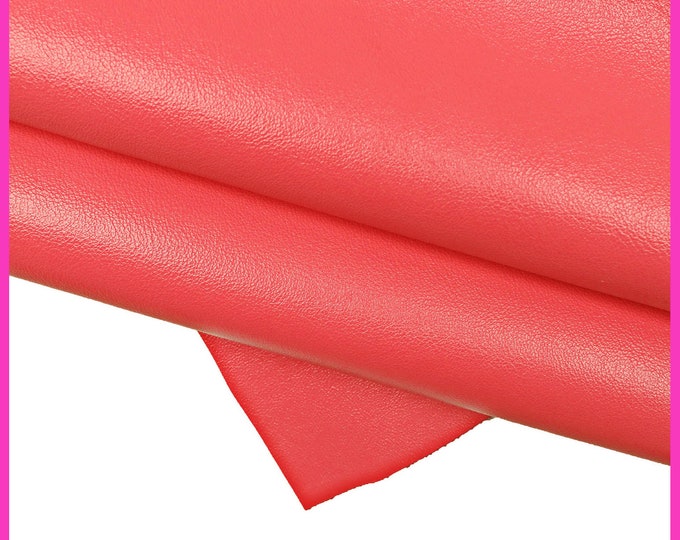Dark Pink leather hide, soft glossy cowhide, light fuchsia classic calfskin B15118-TU La Garzarara